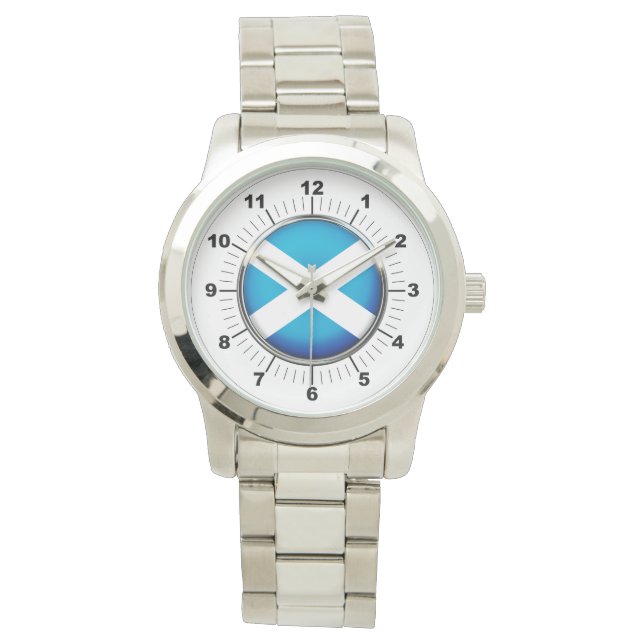 Schottland-Flagge für Frauen - Oversized Silver Wa Armbanduhr (Vorderseite)
