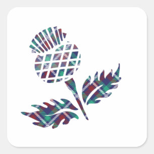 Schottland Geschenke Scottish Thistle Tartan Karie Quadratischer Aufkleber