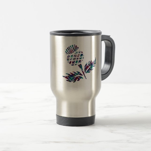 Schottland Geschenke Scottish Thistle Tartan Karie Reisebecher (VorderseiteRechts)