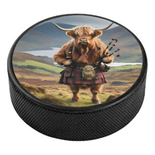 Schottland Highland Cow Bagpiper Eishockey Puck