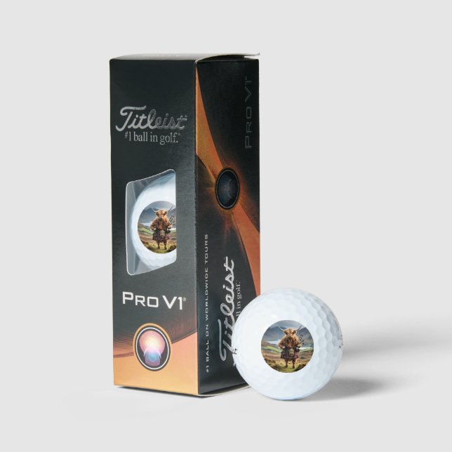 Schottland Highland Cow Bagpiper Golfball (Verpackung)