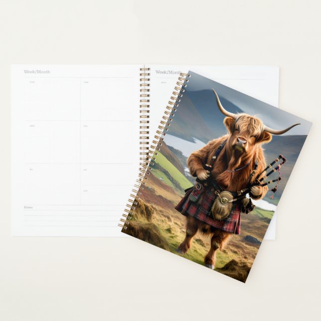 Schottland Highland Cow Bagpiper Planer (Anzeige)