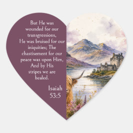 Schottland Highlands Ästhetik, Jesaja 53:5 Bibel Herz-Aufkleber