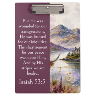 Schottland Highlands Ästhetik, Jesaja 53:5 Bibel Klemmbrett