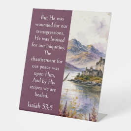 Schottland Highlands Ästhetik, Jesaja 53:5 Bibel Sockelschild