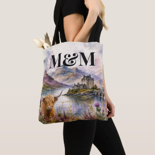 Schottland Highlands Ästhetik, Monogramm Modern Tasche