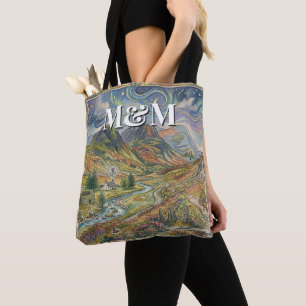 Schottland Highlands Ästhetik, Monogramm Modern Tasche