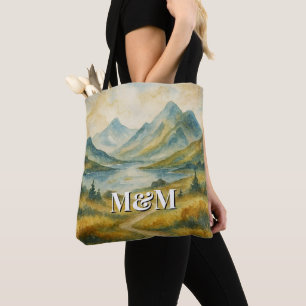 Schottland Highlands Ästhetik, Monogramm Modern Tasche