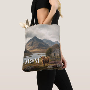 Schottland Highlands Ästhetik, Monogramm Modern Tasche
