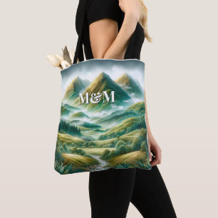Schottland Highlands Ästhetik, Monogramm Modern Tasche