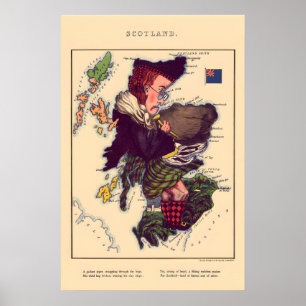 Schottland Komische Karte Vintage-Lithographie 186 Poster
