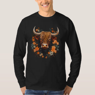 Schottland-Kuh mit Blume Rind Foral Ha T-Shirt