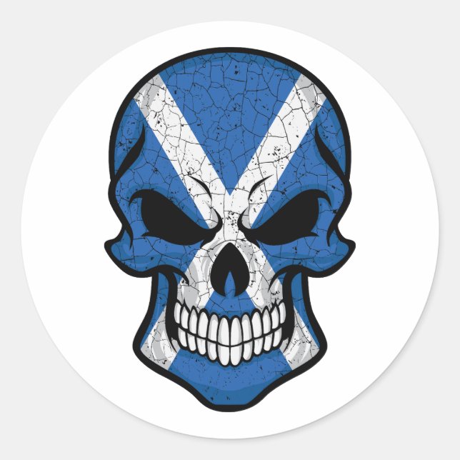Schottland lächelt Schädelflagge Runder Aufkleber (Vorderseite)