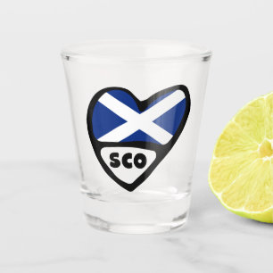 Schottland Land Code Flaggenherz, SCO Schnapsglas