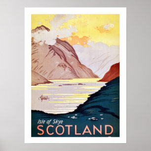 Schottland-Landschaft, Vintage-Reiseposter Poster
