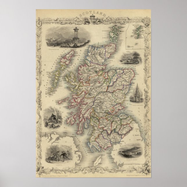 Schottland mit Einfahrkarte der Shetland-Inseln Poster (Vorne)