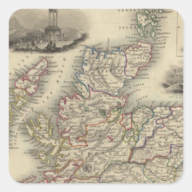 Schottland mit Einfahrkarte der Shetland-Inseln Quadratischer Aufkleber (Vorderseite)
