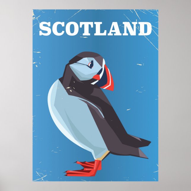 Schottland Puffin Vogel Vintage Reiseplakat Poster (Vorne)