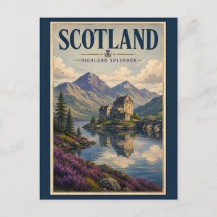 Schottland schottische Highland-Illustration Reise Postkarte