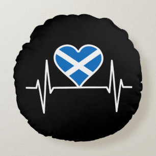 Schottland - Schottland Flagge Herzschlag Rundes Kissen