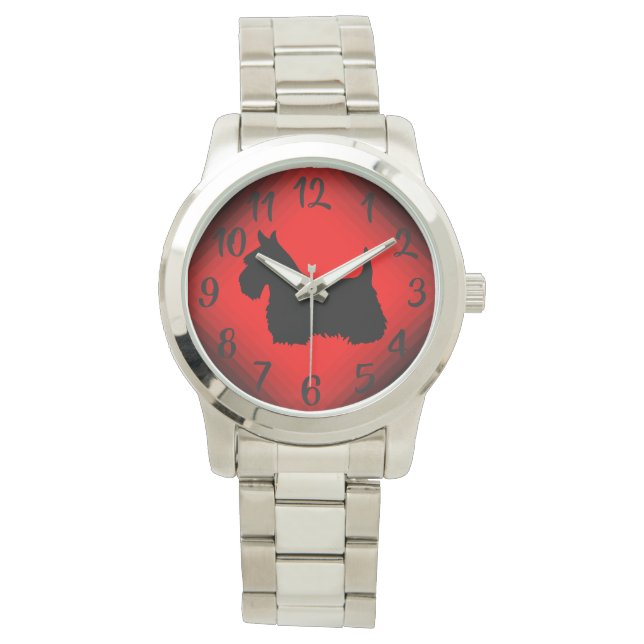 Schottland, Schottland, Schwarz/Weiß-Rot Armbanduhr (Vorderseite)