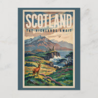 Schottland Scottish Highland-Hirsch-Illustration R