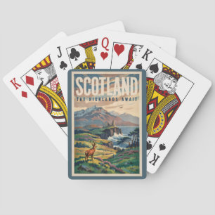Schottland Scottish Highland-Hirsch-Illustration R Spielkarten