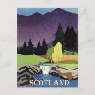 Schottland, See und kleiner Wasserfall Postkarte