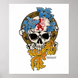Schottland Skull Tattoo Poster