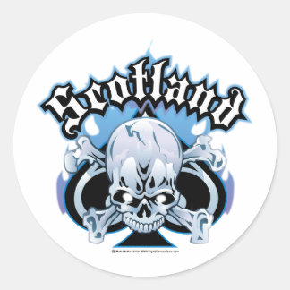 Schottland Skull und Ace Runder Aufkleber