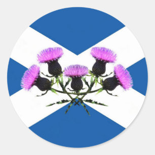 Schottland, St Andrews cross, thistle Runder Aufkleber