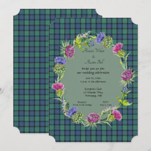 Schottland-Tartan mit goldenem Rahmen Einladung