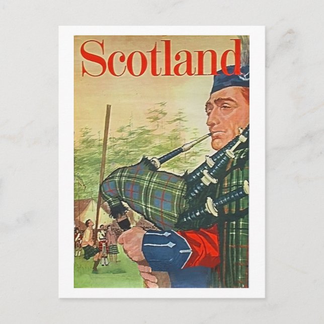 Schottland, traditioneller Bagpiper, Volksmusik Vi Postkarte (Vorderseite)