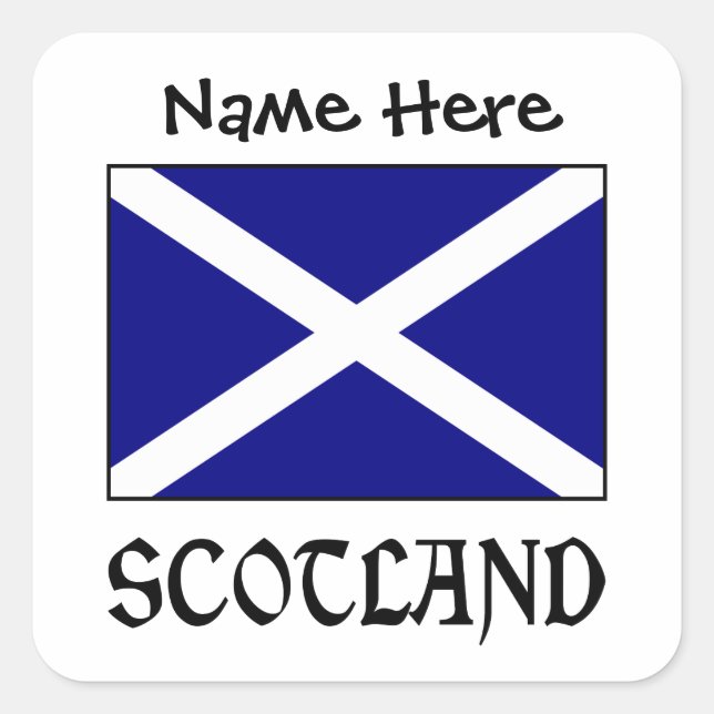 Schottland und Schotte Flag Personalisierter Platz Quadratischer Aufkleber (Vorderseite)
