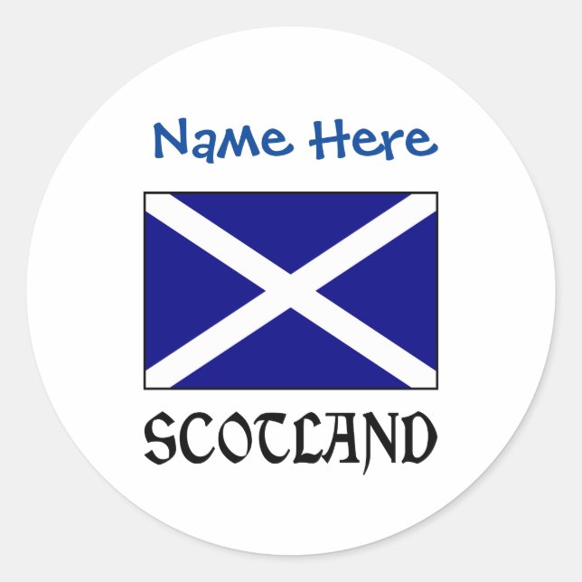 Schottland und Schotte Flaggen Blauer Personalisie Runder Aufkleber (Vorderseite)