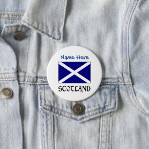 Schottland und Schottland-Flagge Blau Personalisie Button