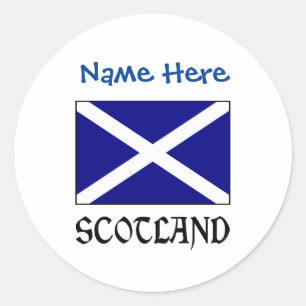 Schottland und Schottland-Flagge Blau Personalisie Runder Aufkleber