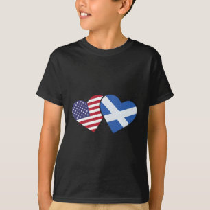 Schottland USA-Flagge T-Shirt Herz Schottisch Amer