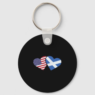 Schottland USA-Flagge T-Shirt Herz schottisch amer Schlüsselanhänger