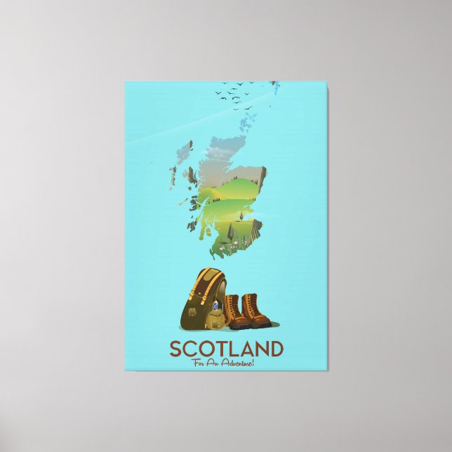 Schottland Vintage Wanderkarte Leinwanddruck (Vorderseite)