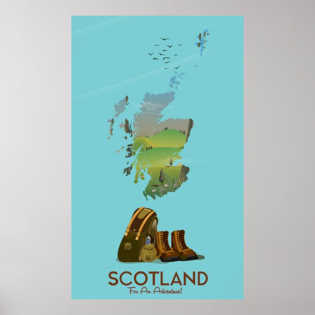 Schottland Vintage Wanderkarte Poster (Vorne)