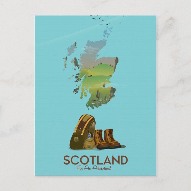 Schottland Vintage Wanderkarte Postkarte (Vorderseite)