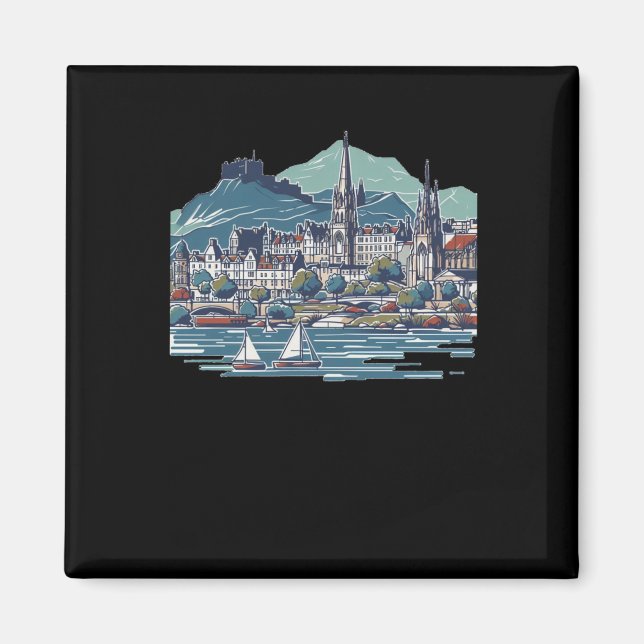 Schottlands Atemberaubende 3D-Sketchinsel Skye Magnet (Vorne)