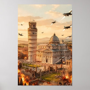 Schräg Turm von Pisa unter Belagerung Poster