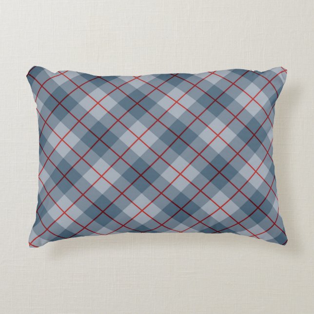 Schräger karierter Blau-Roter Streifen Dekokissen (Vorderseite)