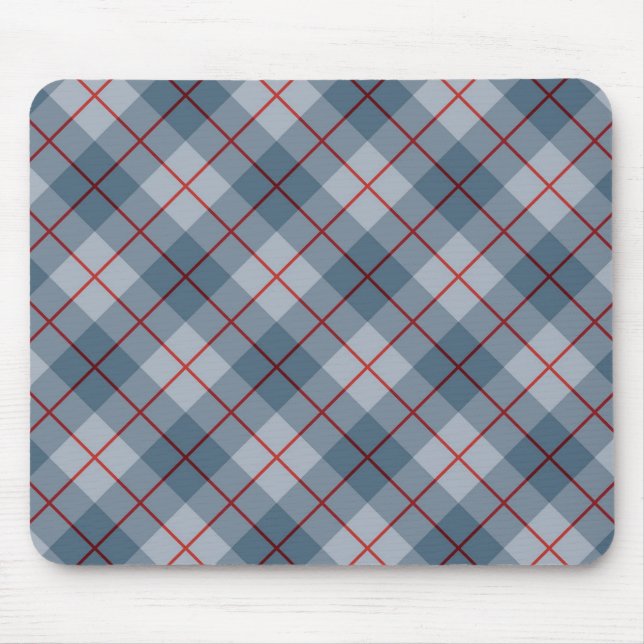 Schräger karierter Blau-Roter Streifen Mousepad (Vorne)
