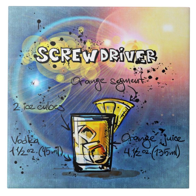 Schraubendreher Cocktail Rezept Blau Bar Fliese (Vorderseite)