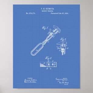 Schraubenschlüssel 1883 Patent Kunst Blaupause Poster