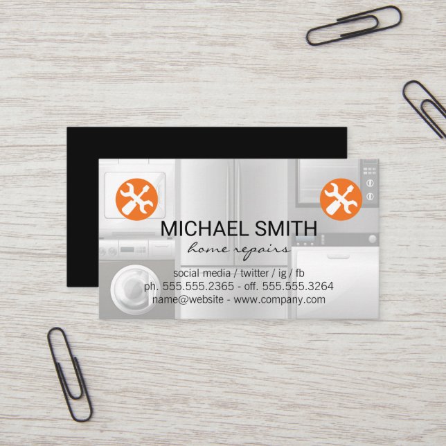 Schraubenzieher | Appliances Business Card Visitenkarte (Vorderseite/Rückseite Beispiel)