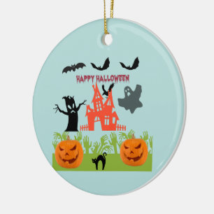 Schrecklich zauberhaftes Halloween Keramik Ornament